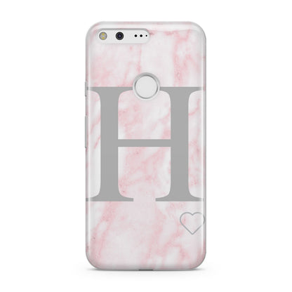 Personalised Pink Marble Initial 1 Custom Google Pixel Case