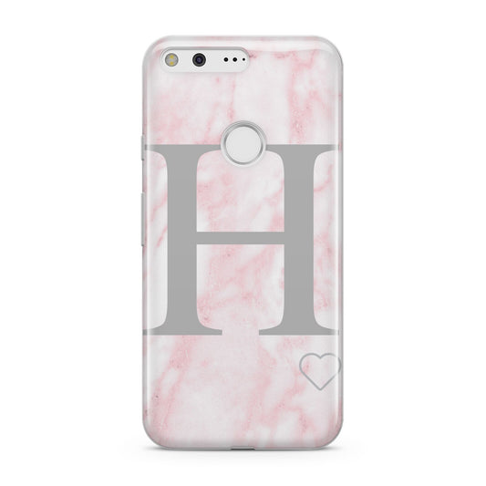 Personalised Pink Marble Initial 1 Custom Google Pixel Case