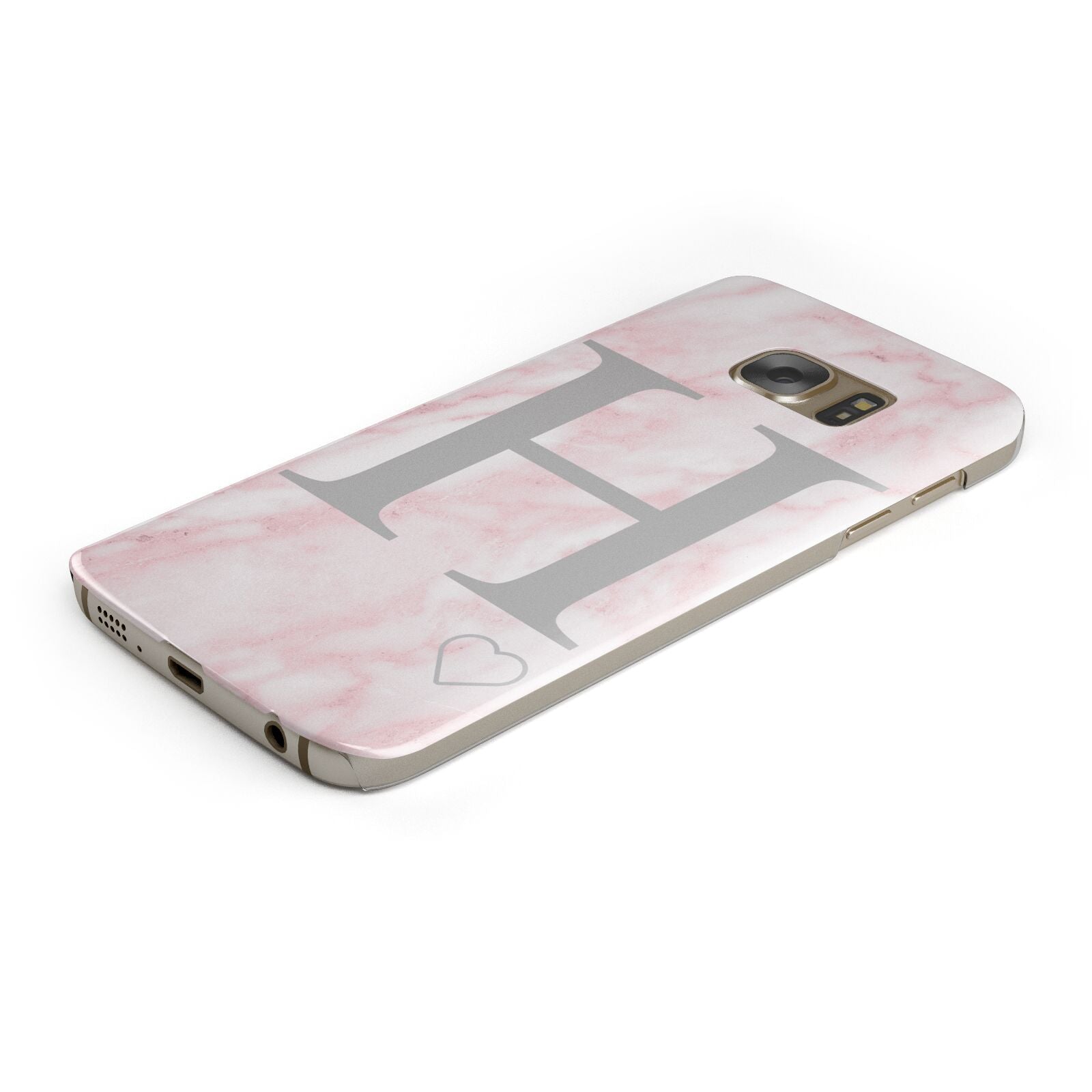 Personalised Pink Marble Initial 1 Custom Protective Samsung Galaxy Case Angled Image