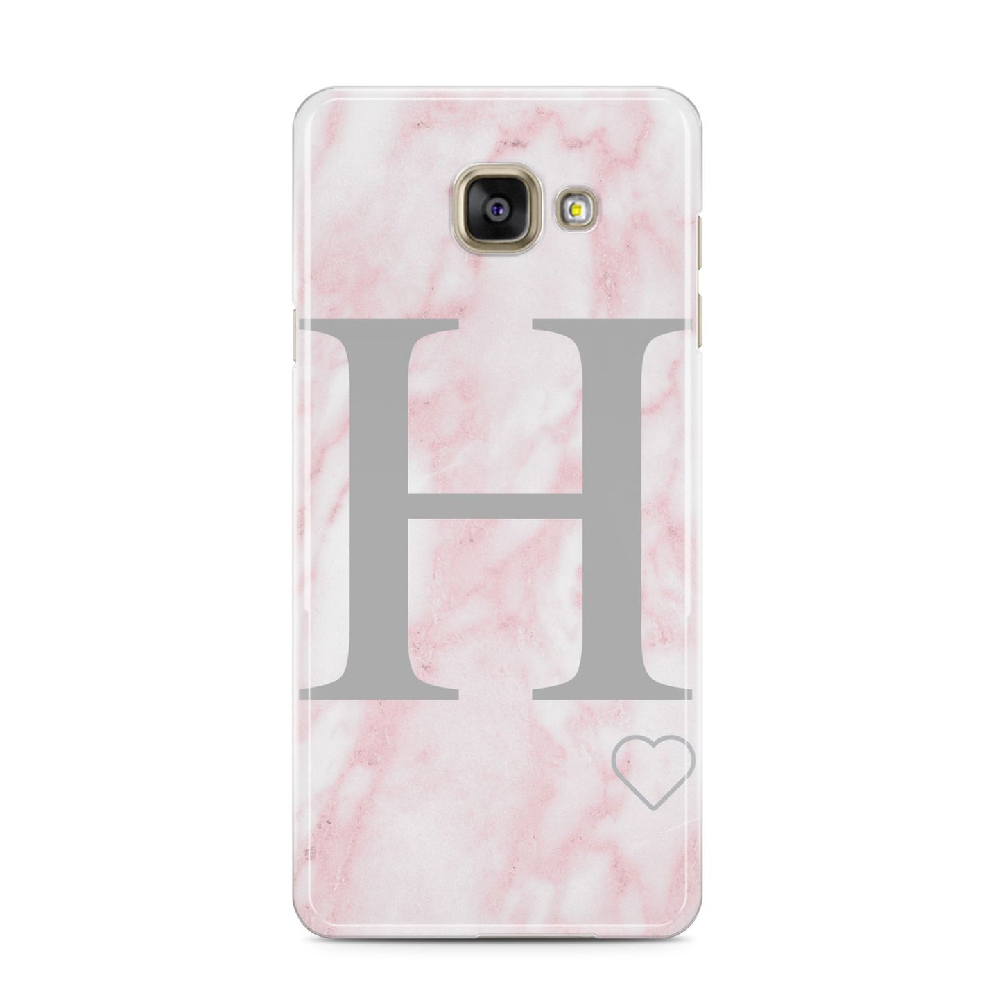 Personalised Pink Marble Initial 1 Custom Samsung Galaxy A3 2016 Case on gold phone