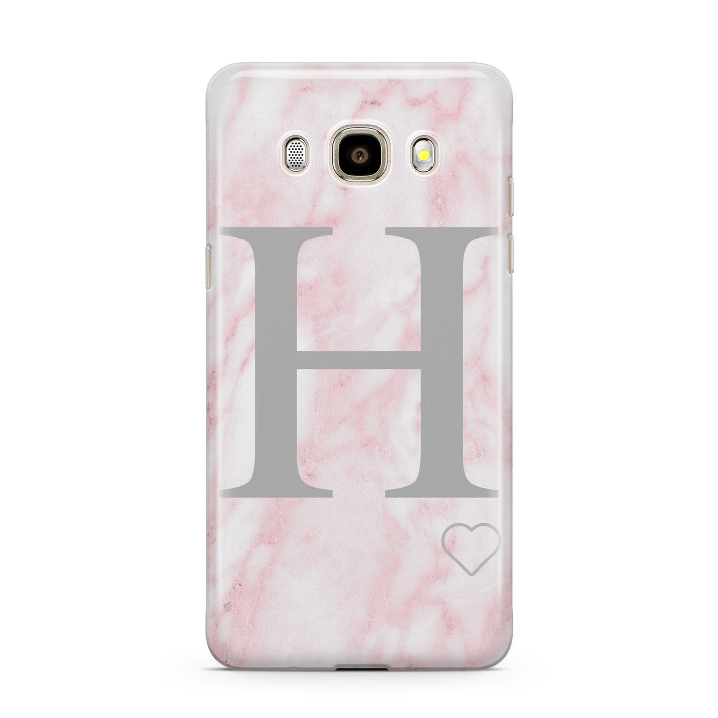 Personalised Pink Marble Initial 1 Custom Samsung Galaxy J7 2016 Case on gold phone