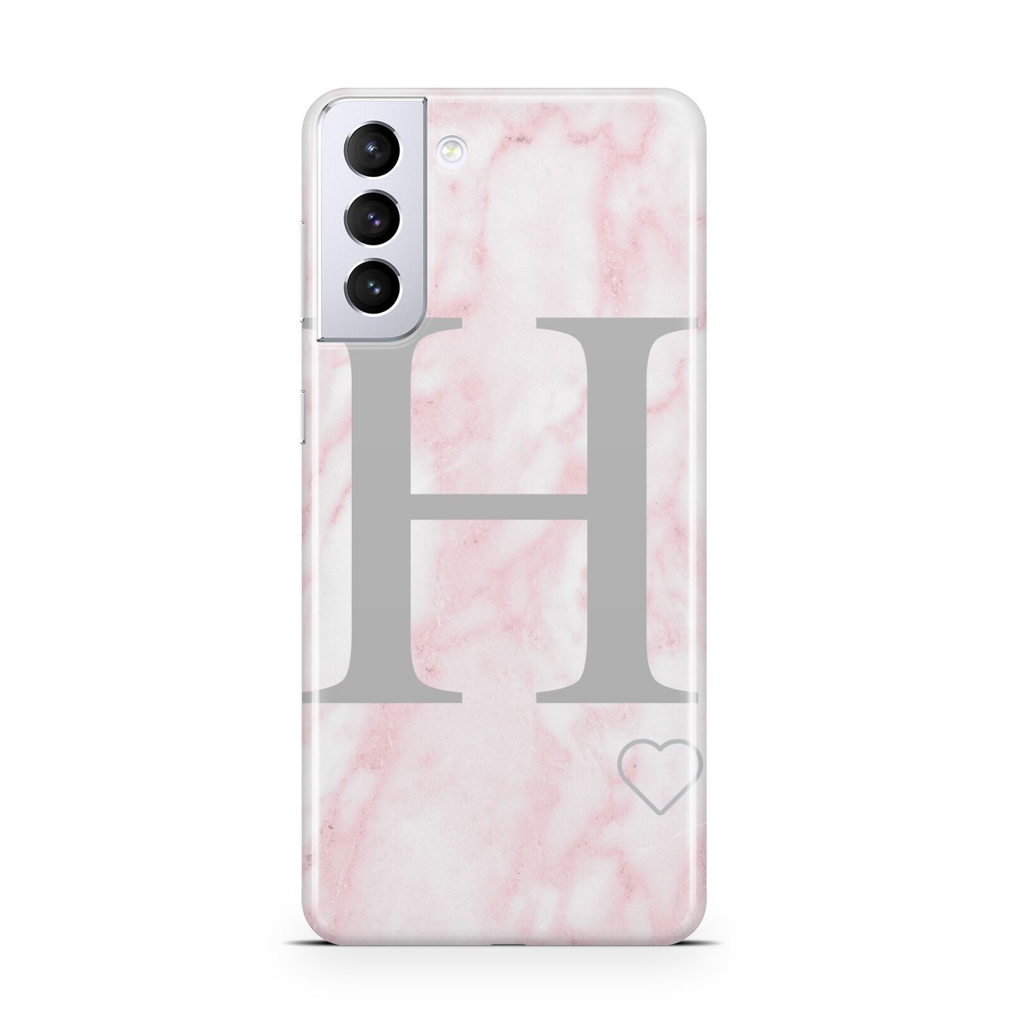 Personalised Pink Marble Initial 1 Custom Samsung S21 Plus Case