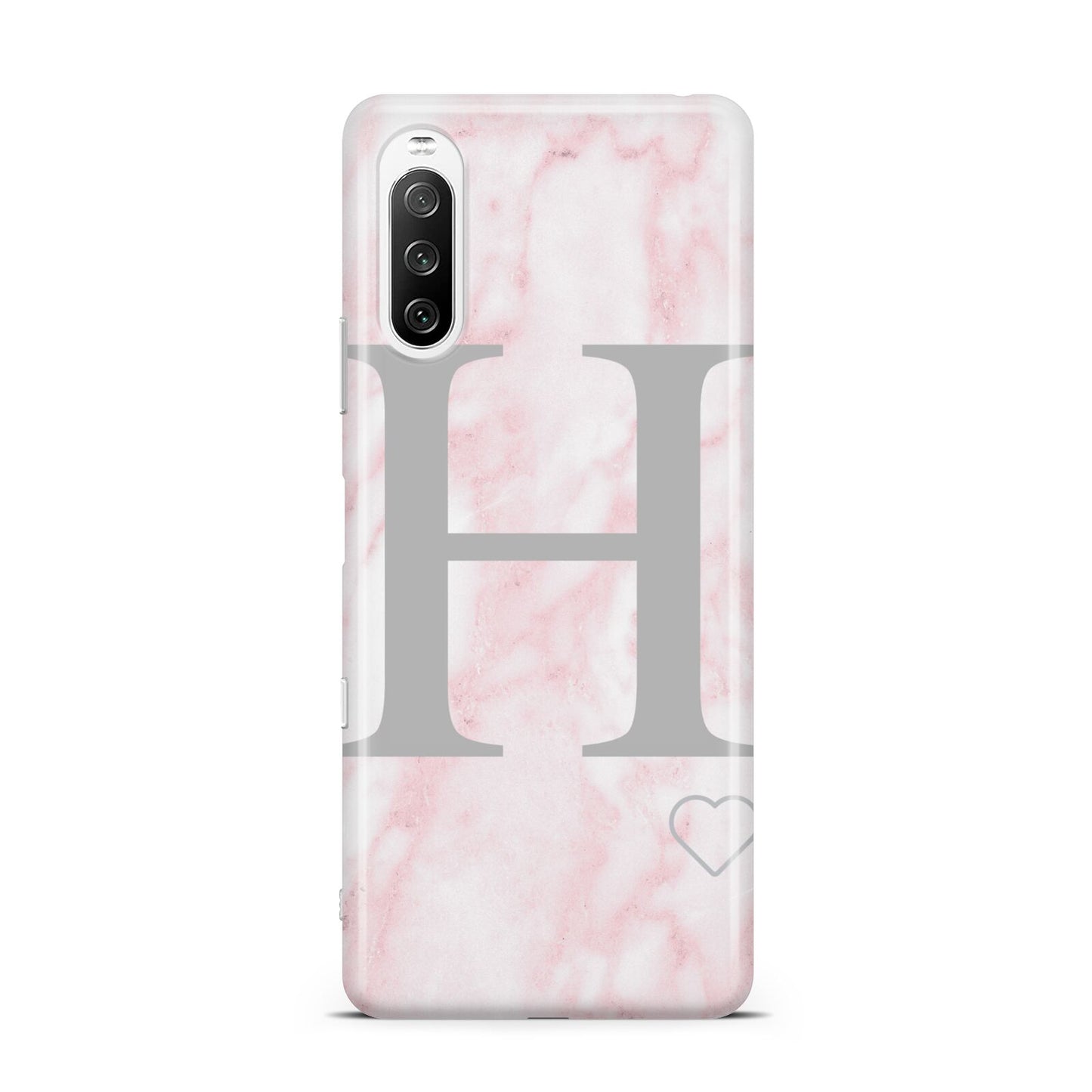 Personalised Pink Marble Initial 1 Custom Sony Xperia 10 III Case