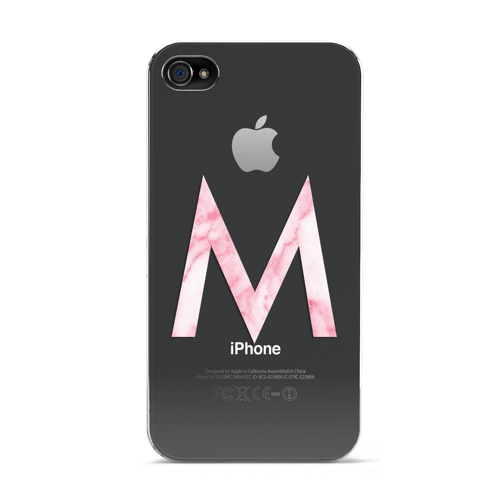 Personalised Pink Marble Initial Clear Custom Apple iPhone 4s Case