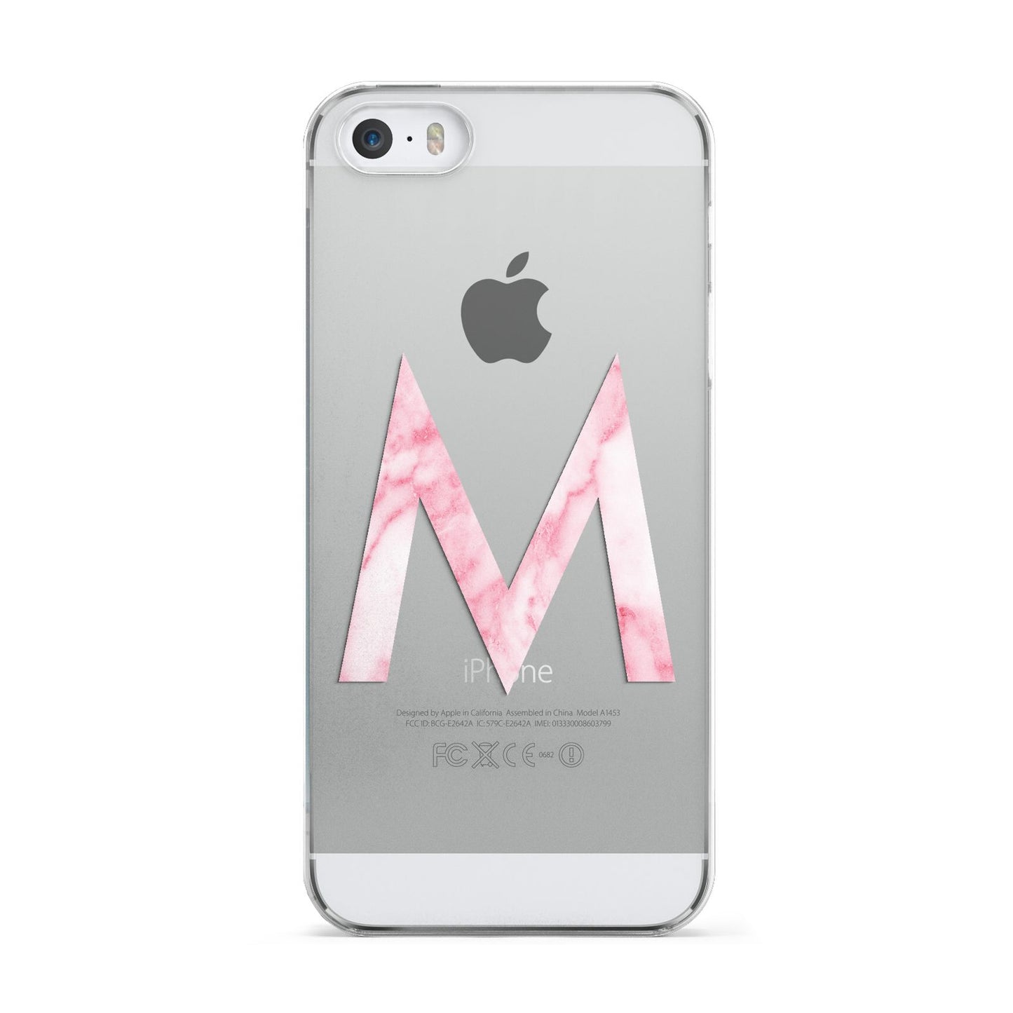 Personalised Pink Marble Initial Clear Custom Apple iPhone 5 Case