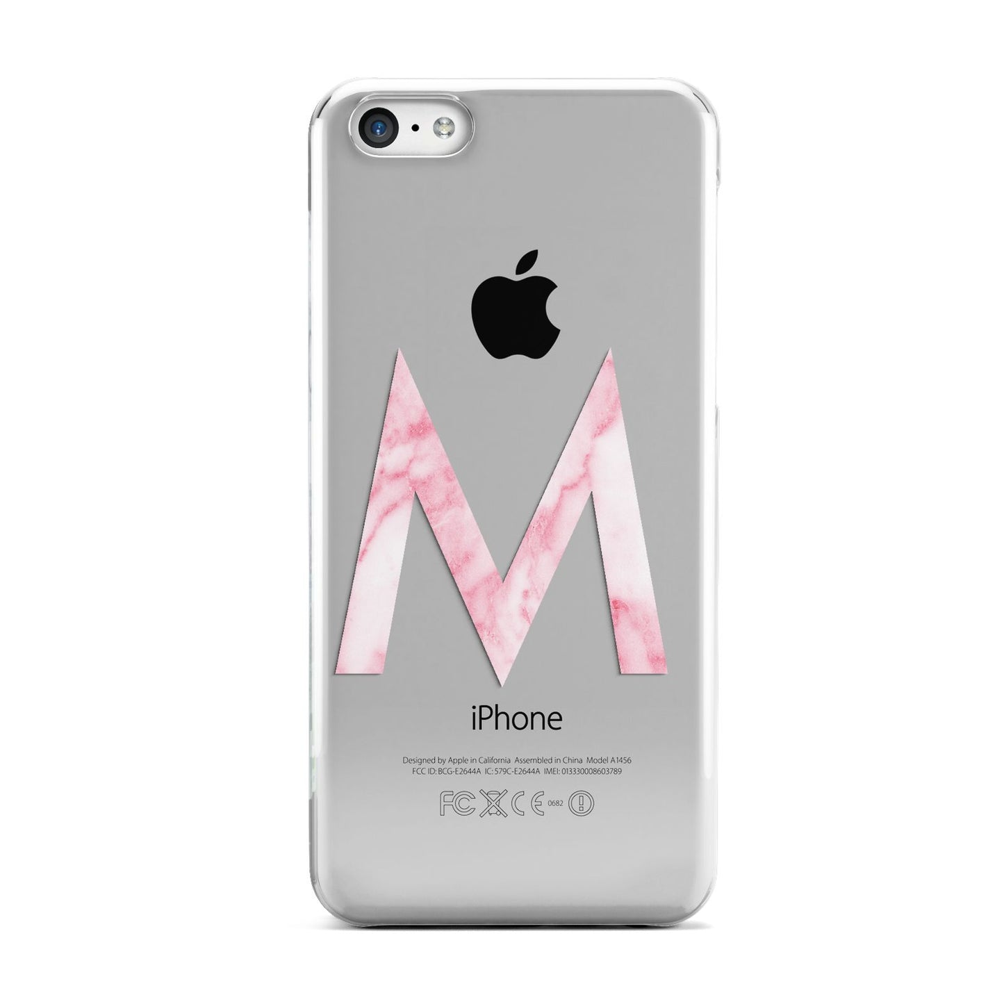 Personalised Pink Marble Initial Clear Custom Apple iPhone 5c Case