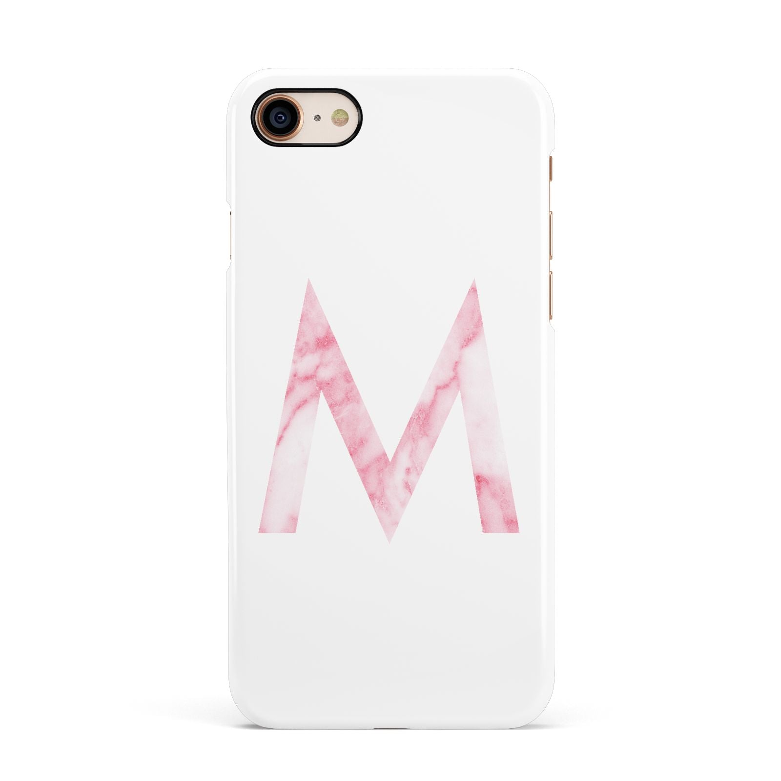 Personalised Pink Marble Initial Clear Custom Apple iPhone 7 8 3D Snap Case