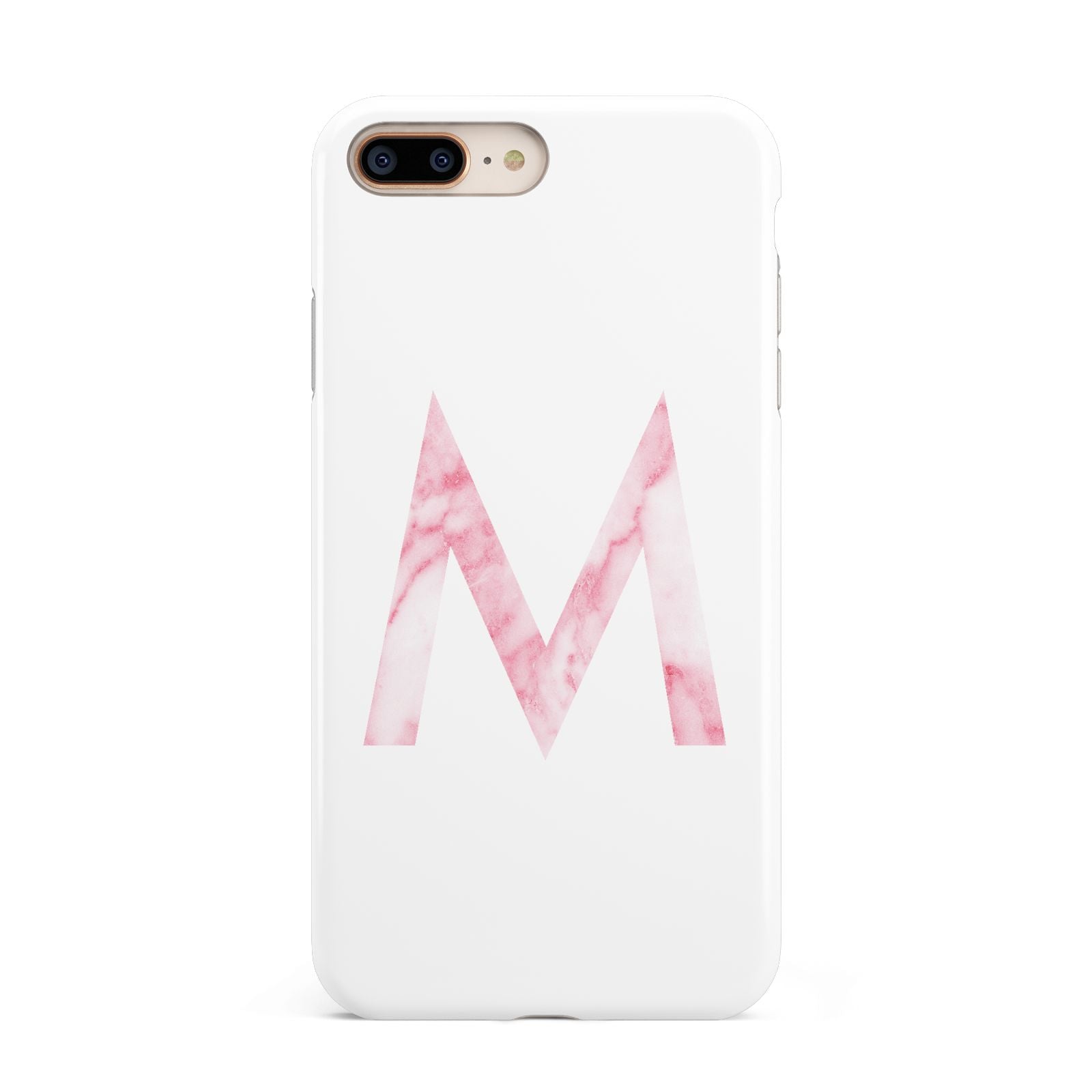 Personalised Pink Marble Initial Clear Custom Apple iPhone 7 8 Plus 3D Tough Case