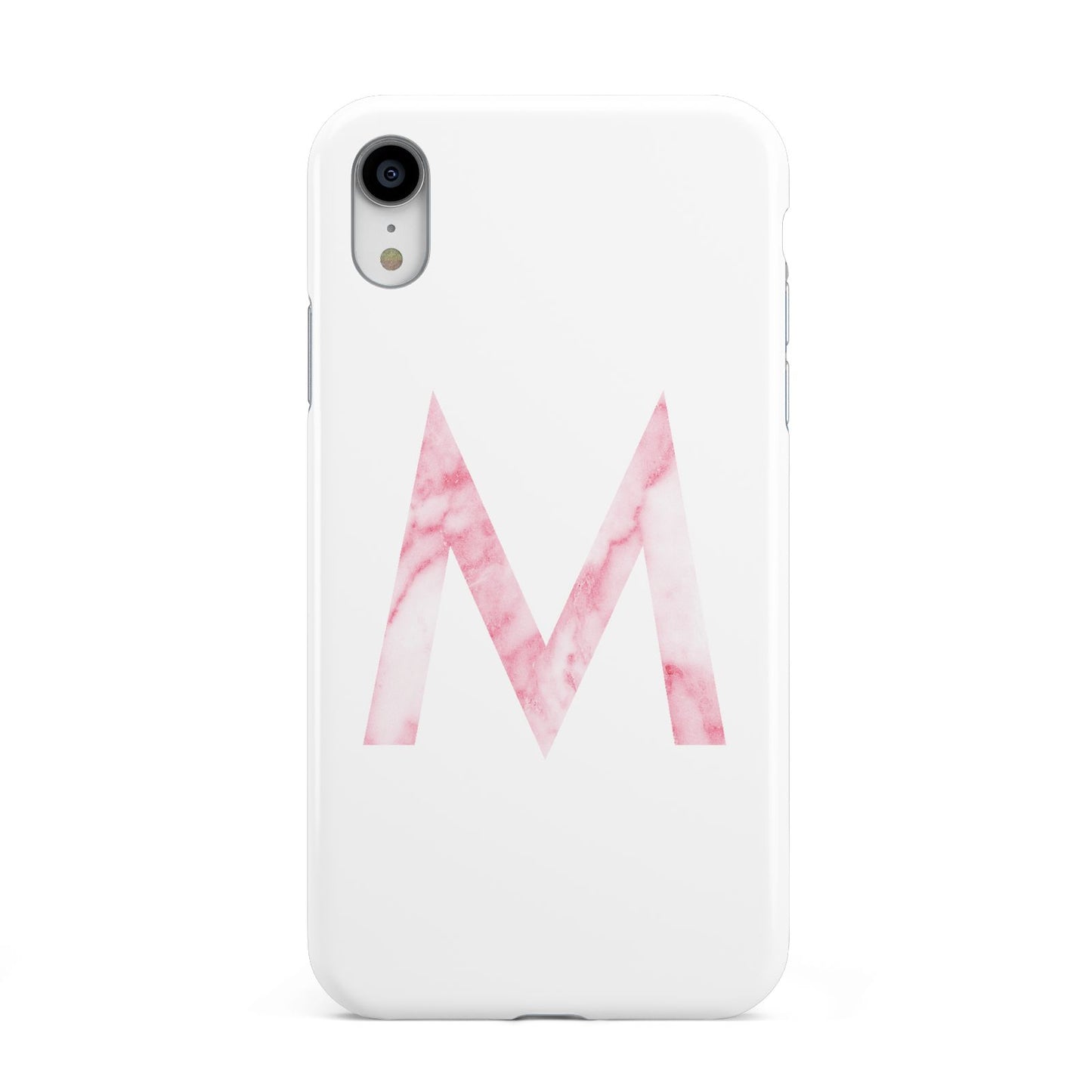 Personalised Pink Marble Initial Clear Custom Apple iPhone XR White 3D Tough Case