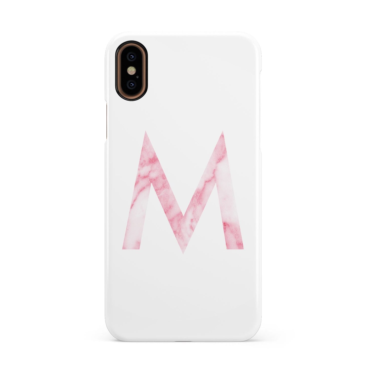 Personalised Pink Marble Initial Clear Custom Apple iPhone XS 3D Snap Case