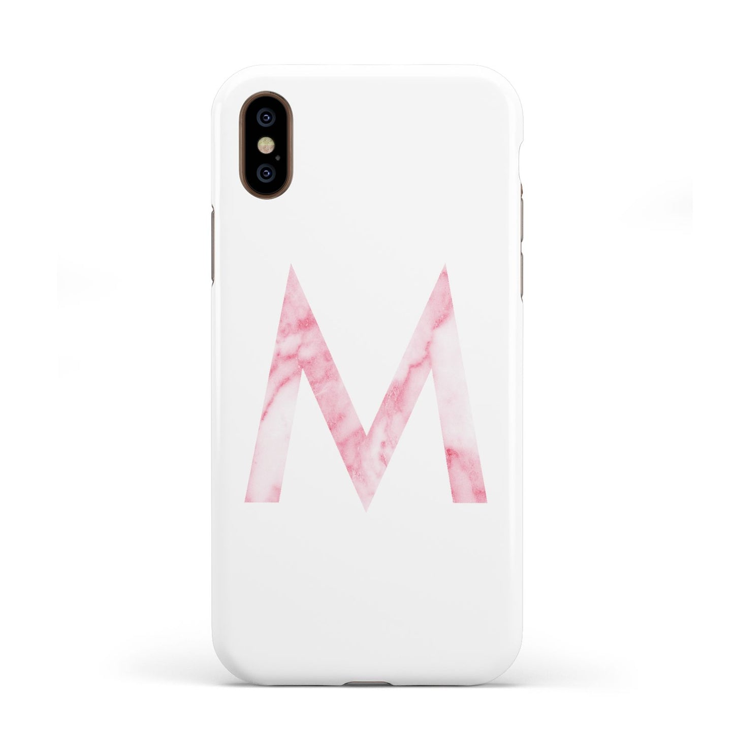 Personalised Pink Marble Initial Clear Custom Apple iPhone XS 3D Tough