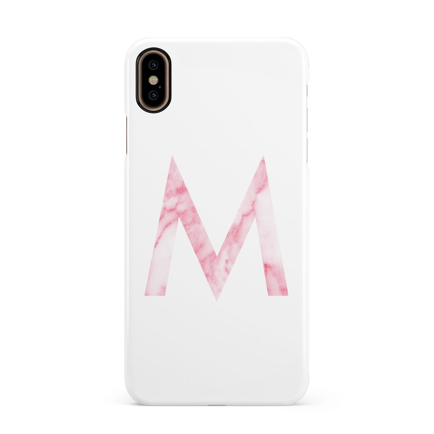 Personalised Pink Marble Initial Clear Custom Apple iPhone Xs Max 3D Snap Case