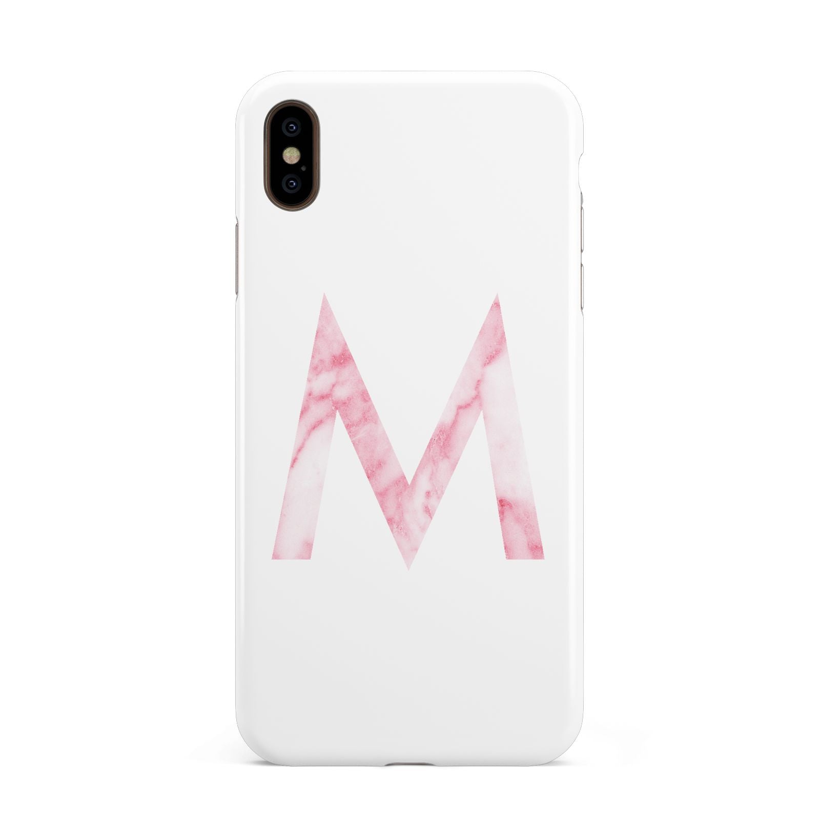 Personalised Pink Marble Initial Clear Custom Apple iPhone Xs Max 3D Tough Case