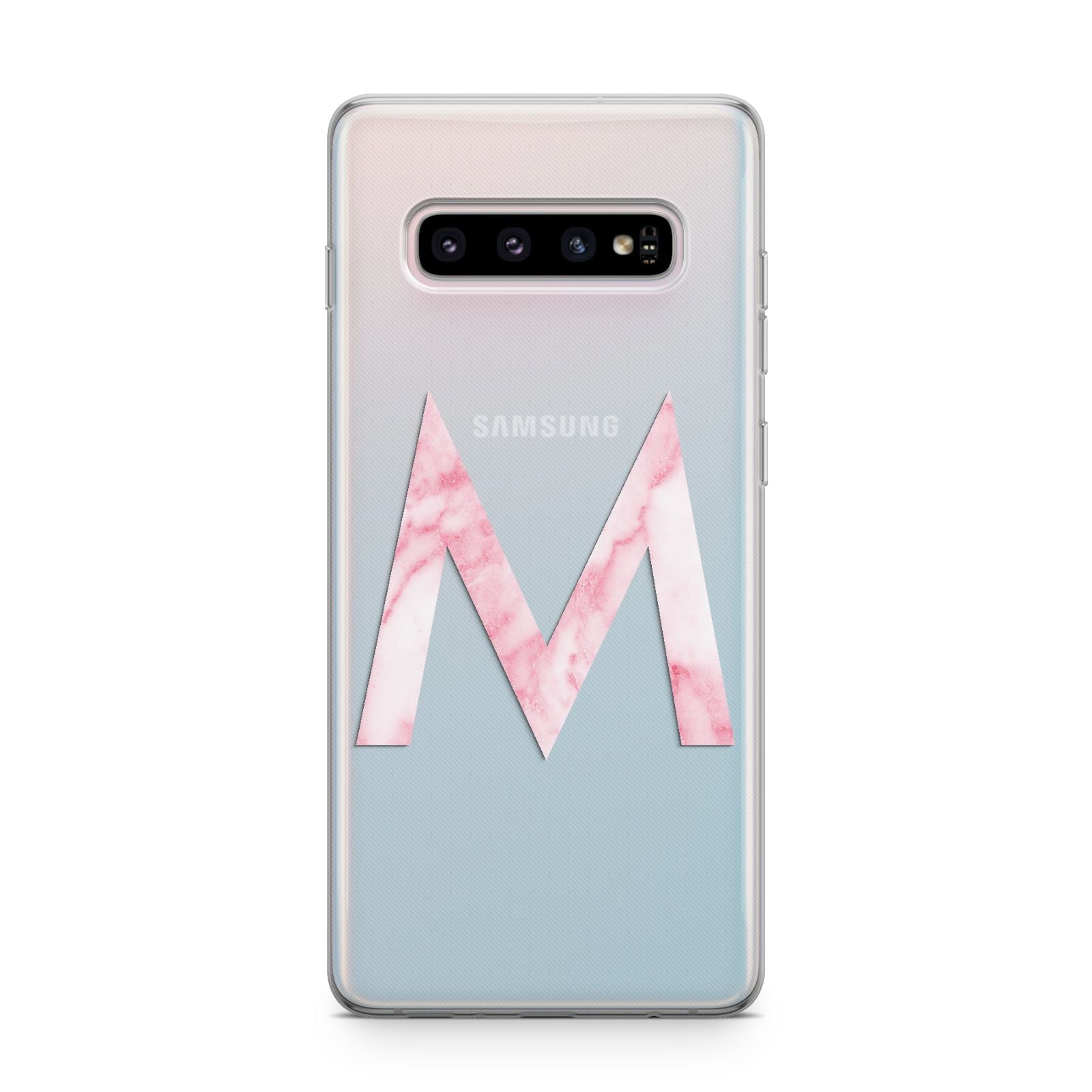 Personalised Pink Marble Initial Clear Custom Samsung Galaxy S10 Plus Case