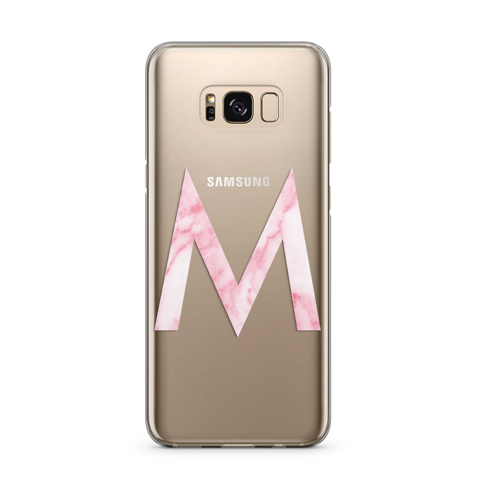 Personalised Pink Marble Initial Clear Custom Samsung Galaxy S8 Plus Case