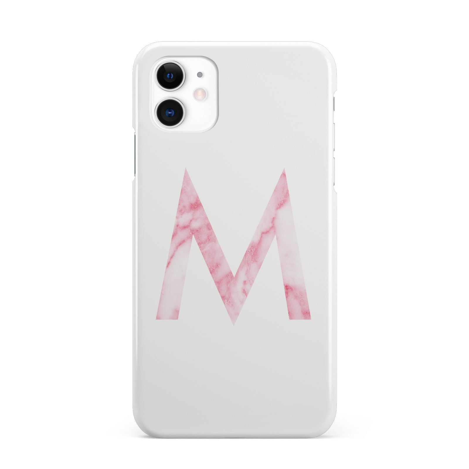 Personalised Pink Marble Initial Clear Custom iPhone 11 3D Snap Case