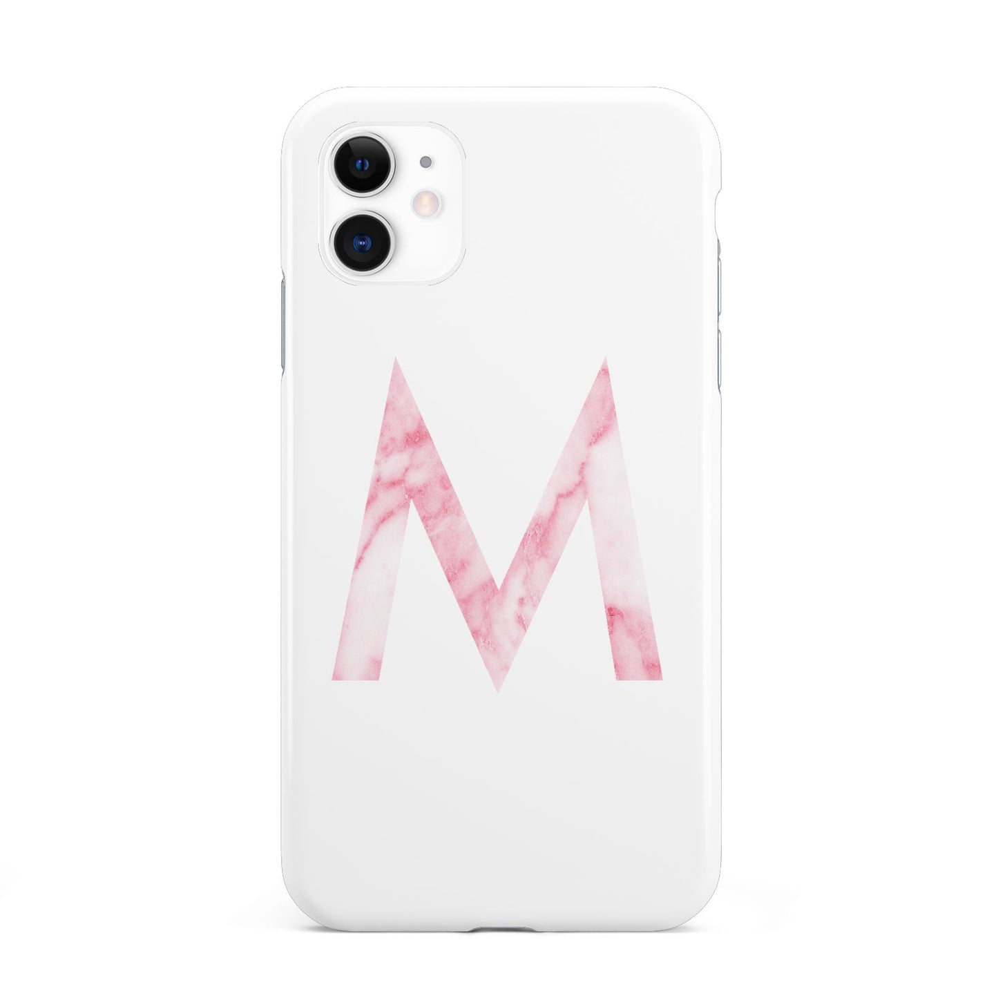 Personalised Pink Marble Initial Clear Custom iPhone 11 3D Tough Case