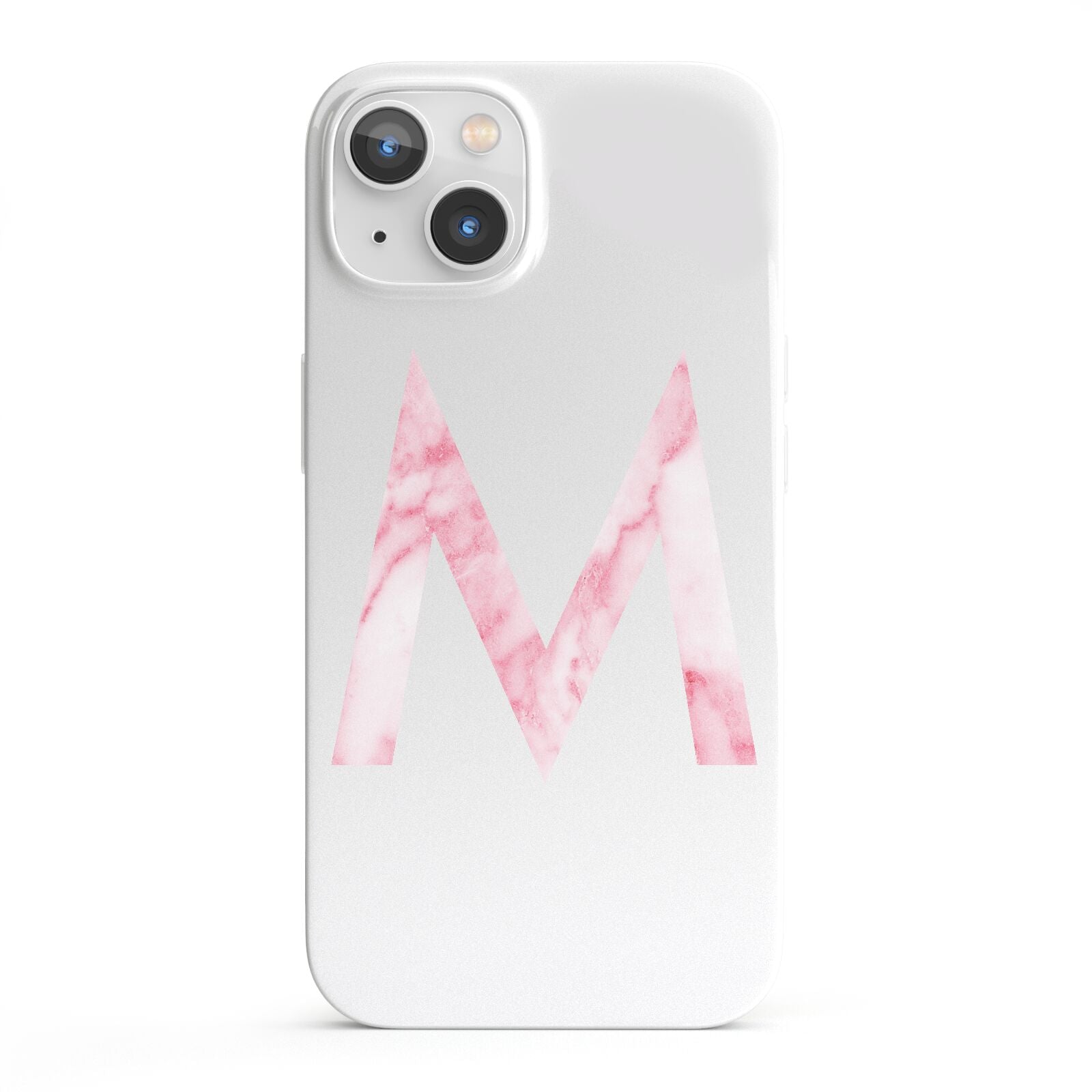 Personalised Pink Marble Initial Clear Custom iPhone 13 Full Wrap 3D Snap Case