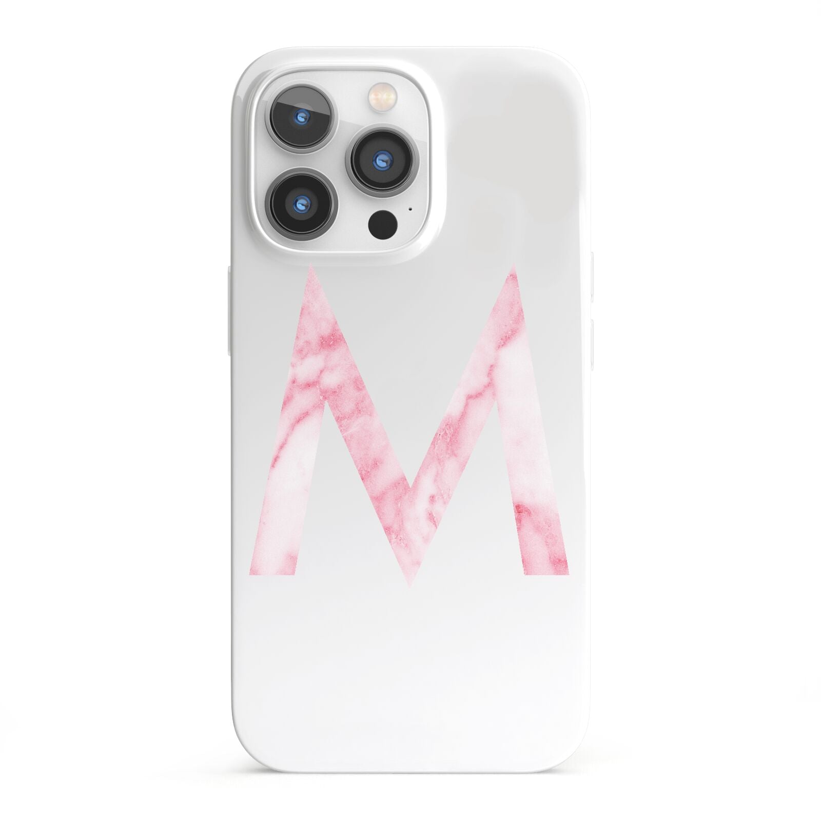 Personalised Pink Marble Initial Clear Custom iPhone 13 Pro Full Wrap 3D Snap Case