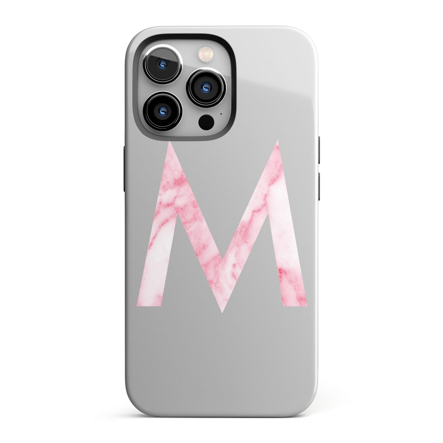 Personalised Pink Marble Initial Clear Custom iPhone 13 Pro Full Wrap 3D Tough Case