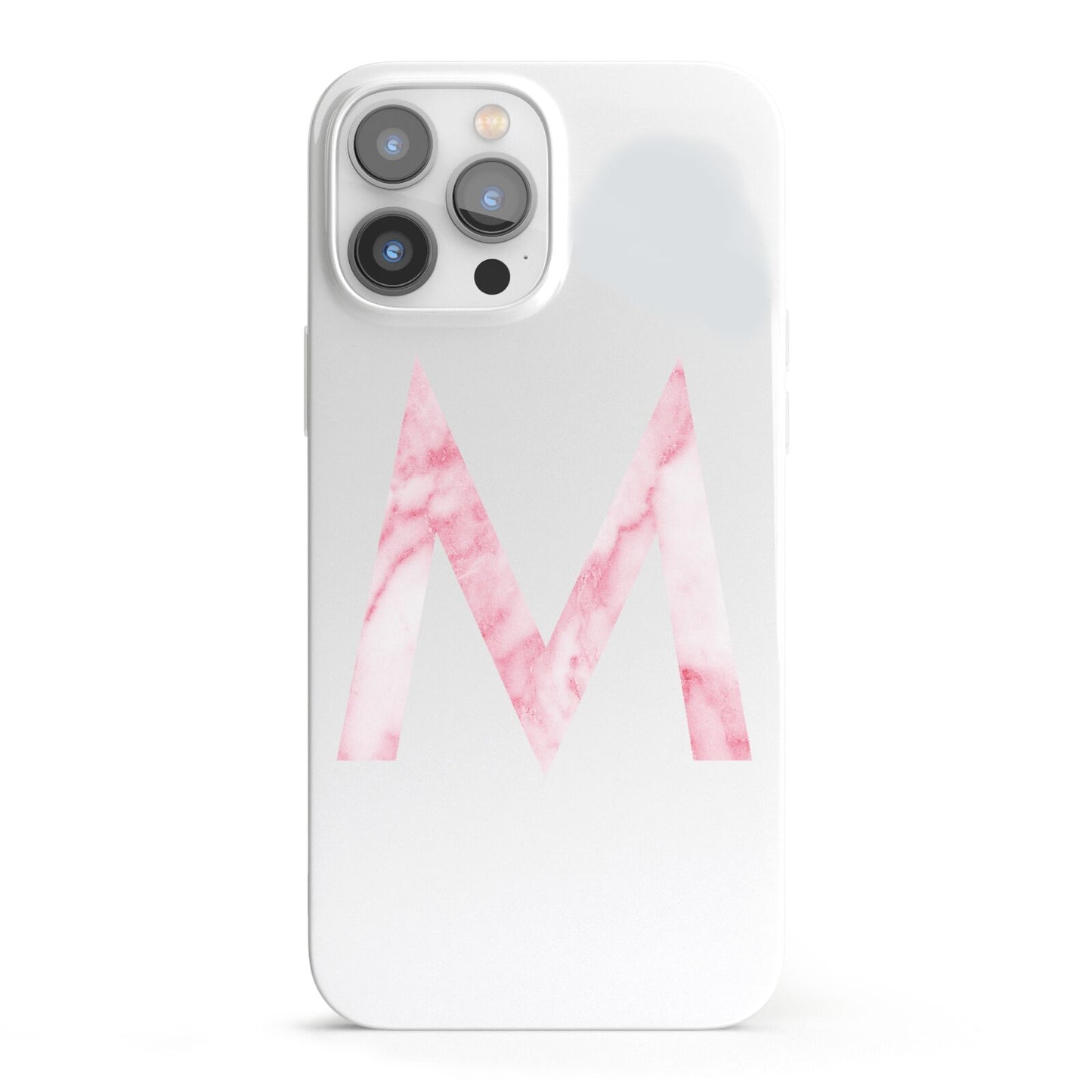 Personalised Pink Marble Initial Clear Custom iPhone 13 Pro Max Full Wrap 3D Snap Case