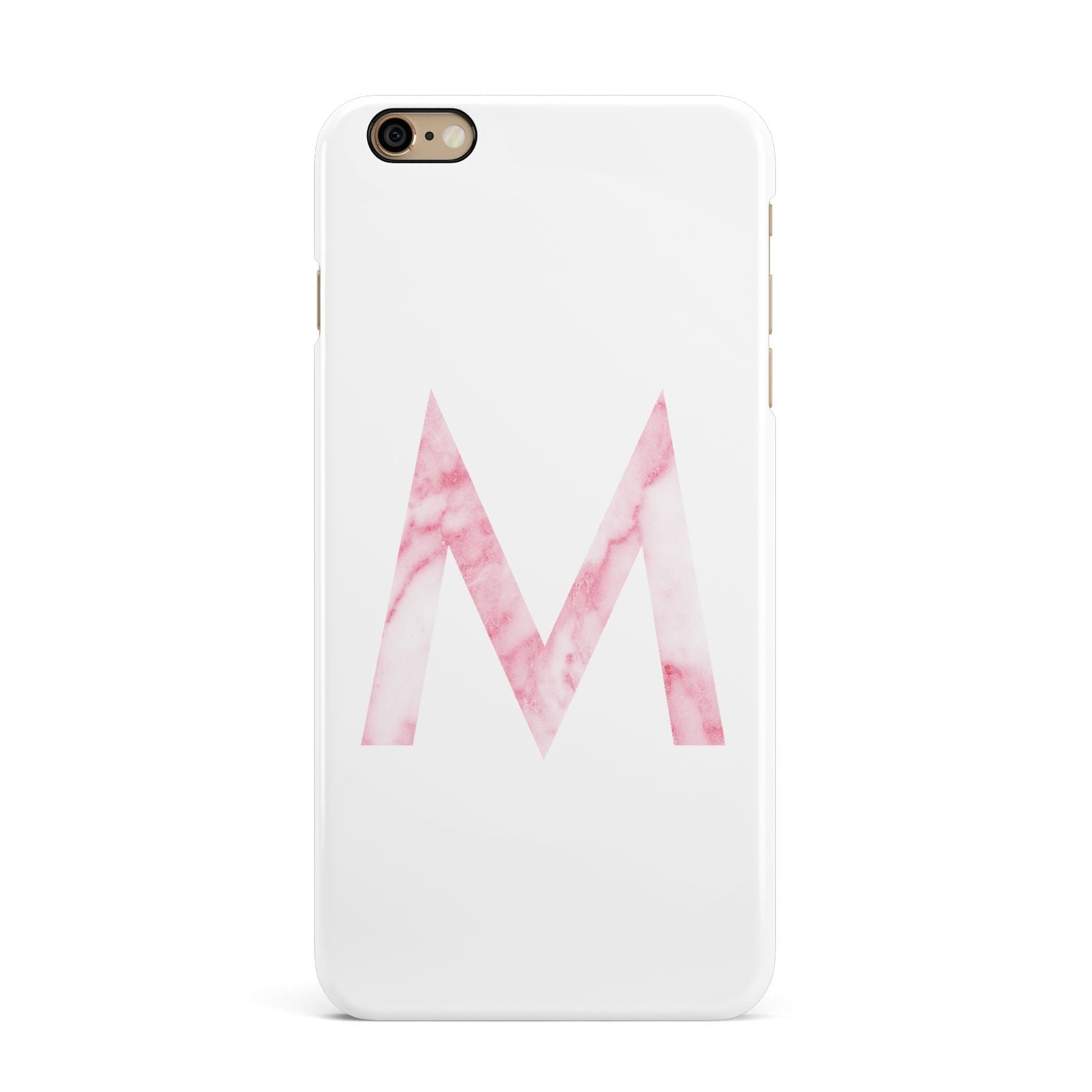 Personalised Pink Marble Initial Clear Custom iPhone 6 Plus 3D Snap Case on Gold Phone