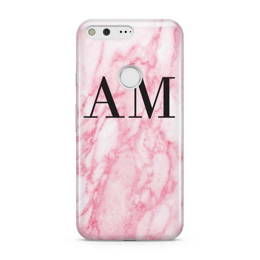 Personalised Pink Marble Monogrammed Google Pixel Case