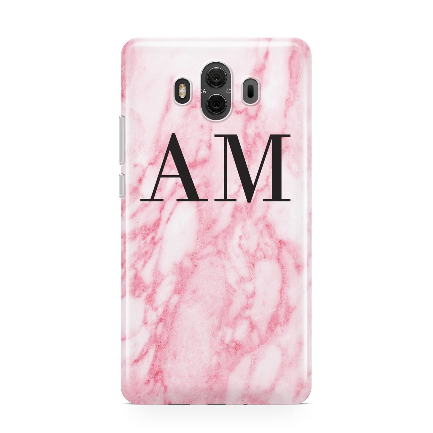 Personalised Pink Marble Monogrammed Huawei Mate 10 Protective Phone Case