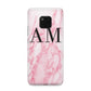 Personalised Pink Marble Monogrammed Huawei Mate 20 Pro Phone Case