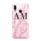 Personalised Pink Marble Monogrammed Huawei Nova 3 Phone Case