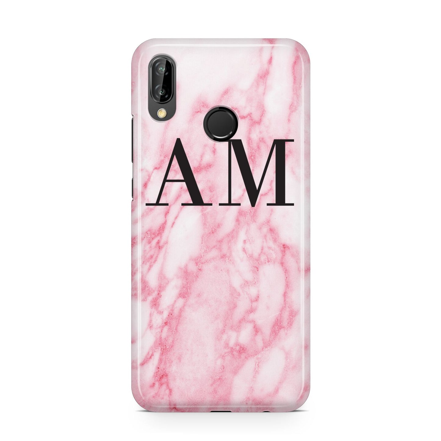 Personalised Pink Marble Monogrammed Huawei P20 Lite Phone Case