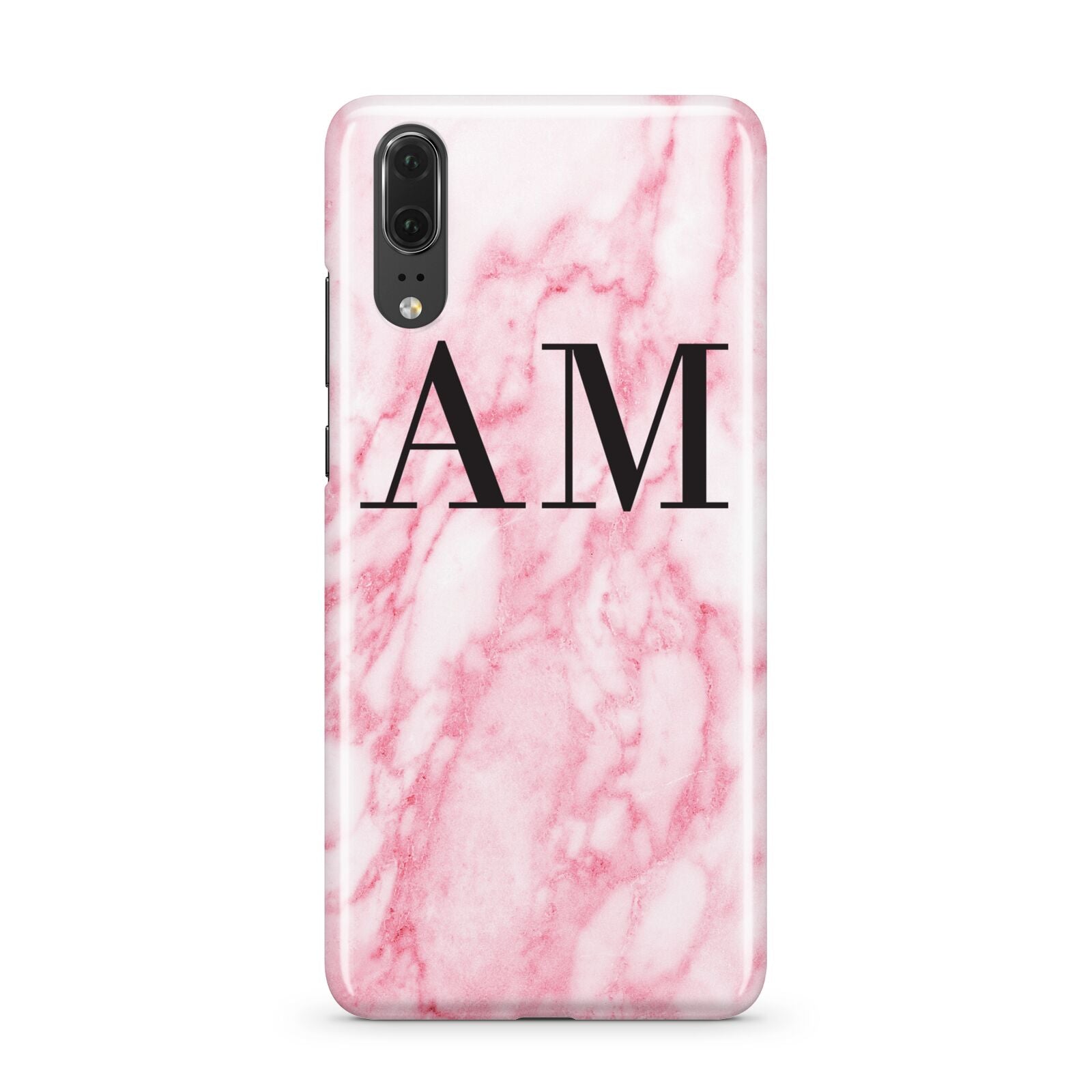 Personalised Pink Marble Monogrammed Huawei P20 Phone Case