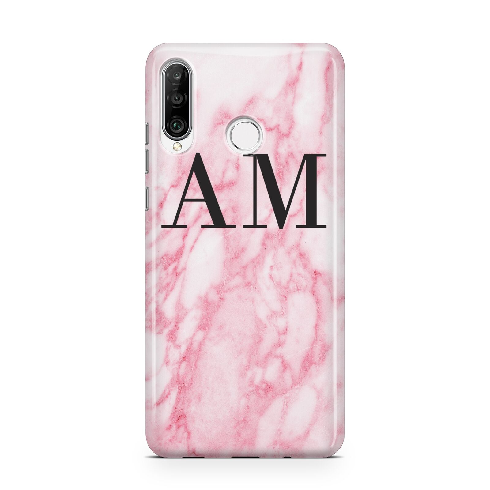 Personalised Pink Marble Monogrammed Huawei P30 Lite Phone Case