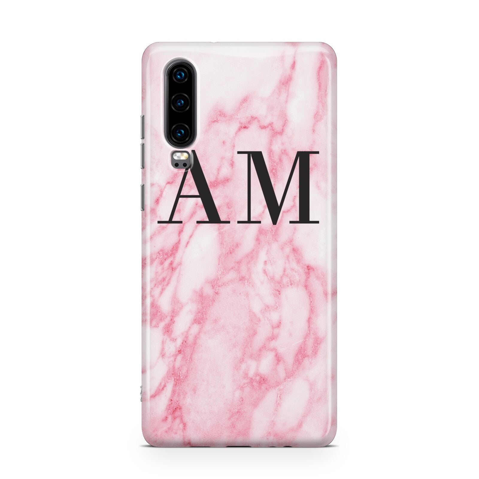 Personalised Pink Marble Monogrammed Huawei P30 Phone Case