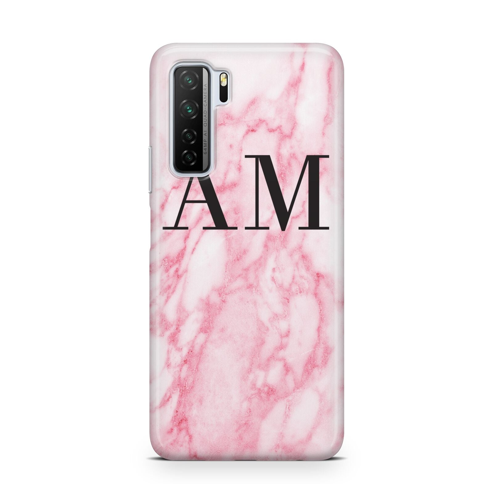 Personalised Pink Marble Monogrammed Huawei P40 Lite 5G Phone Case