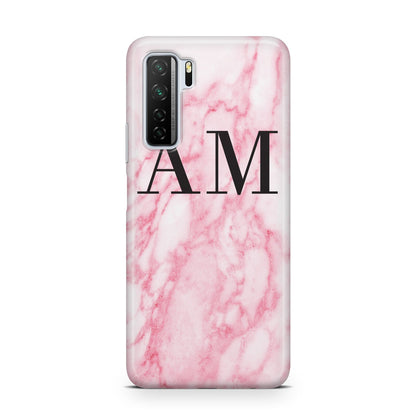 Personalised Pink Marble Monogrammed Huawei P40 Lite 5G Phone Case