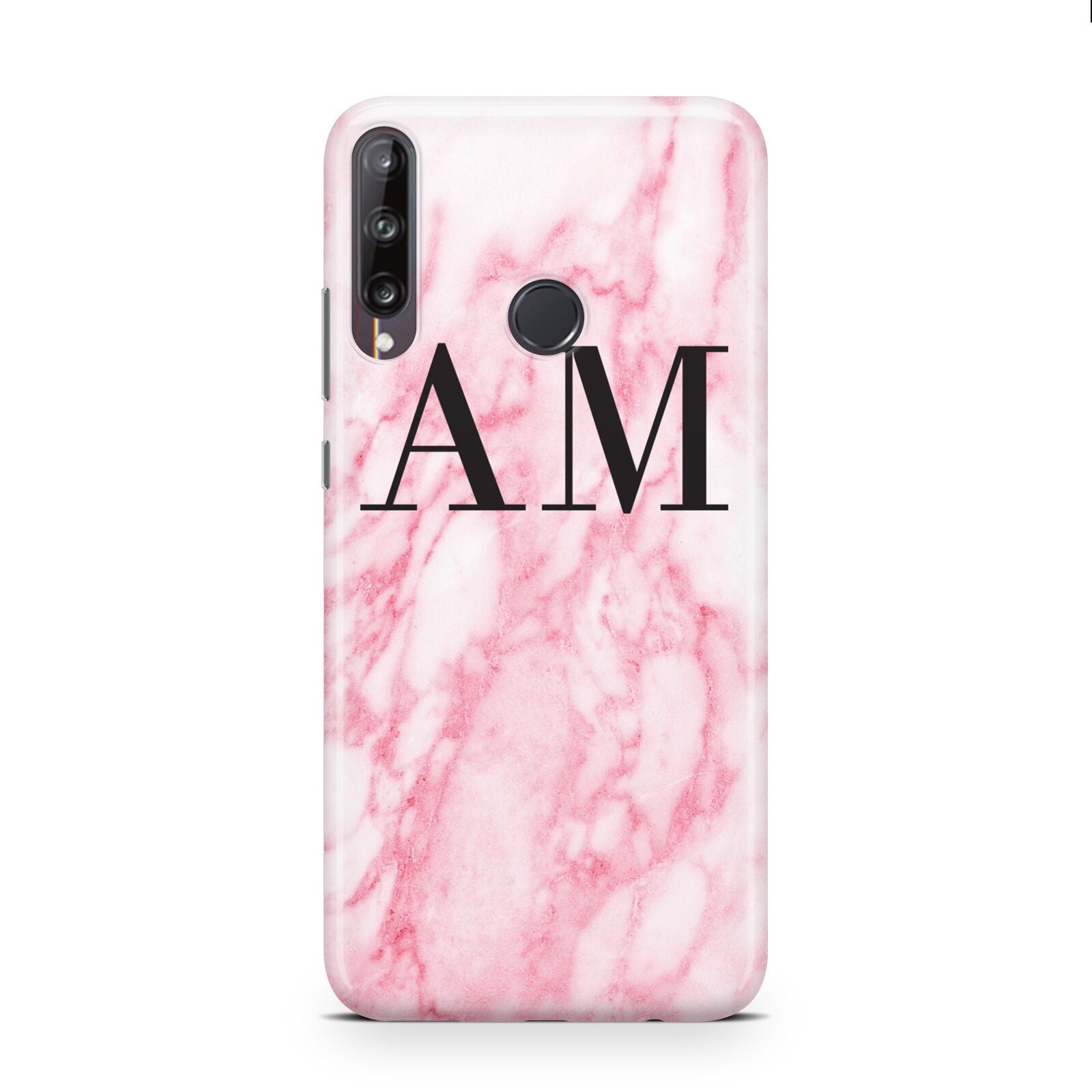 Personalised Pink Marble Monogrammed Huawei P40 Lite E Phone Case