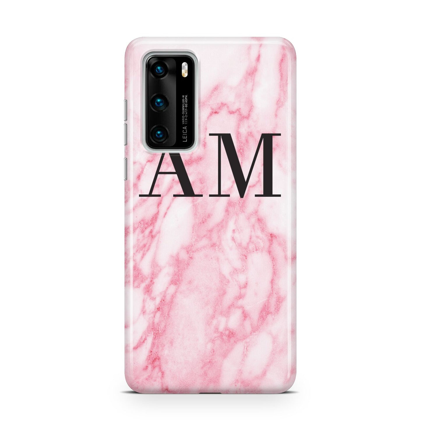 Personalised Pink Marble Monogrammed Huawei P40 Phone Case