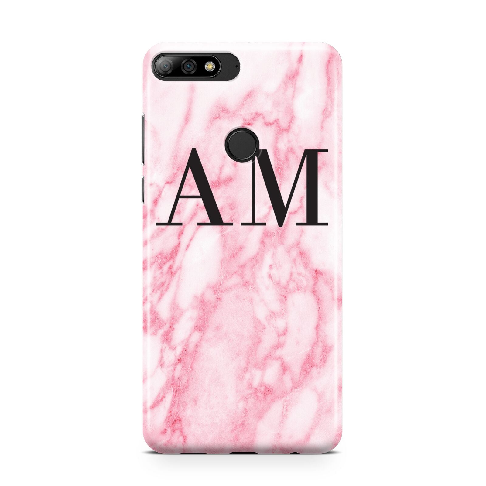 Personalised Pink Marble Monogrammed Huawei Y7 2018