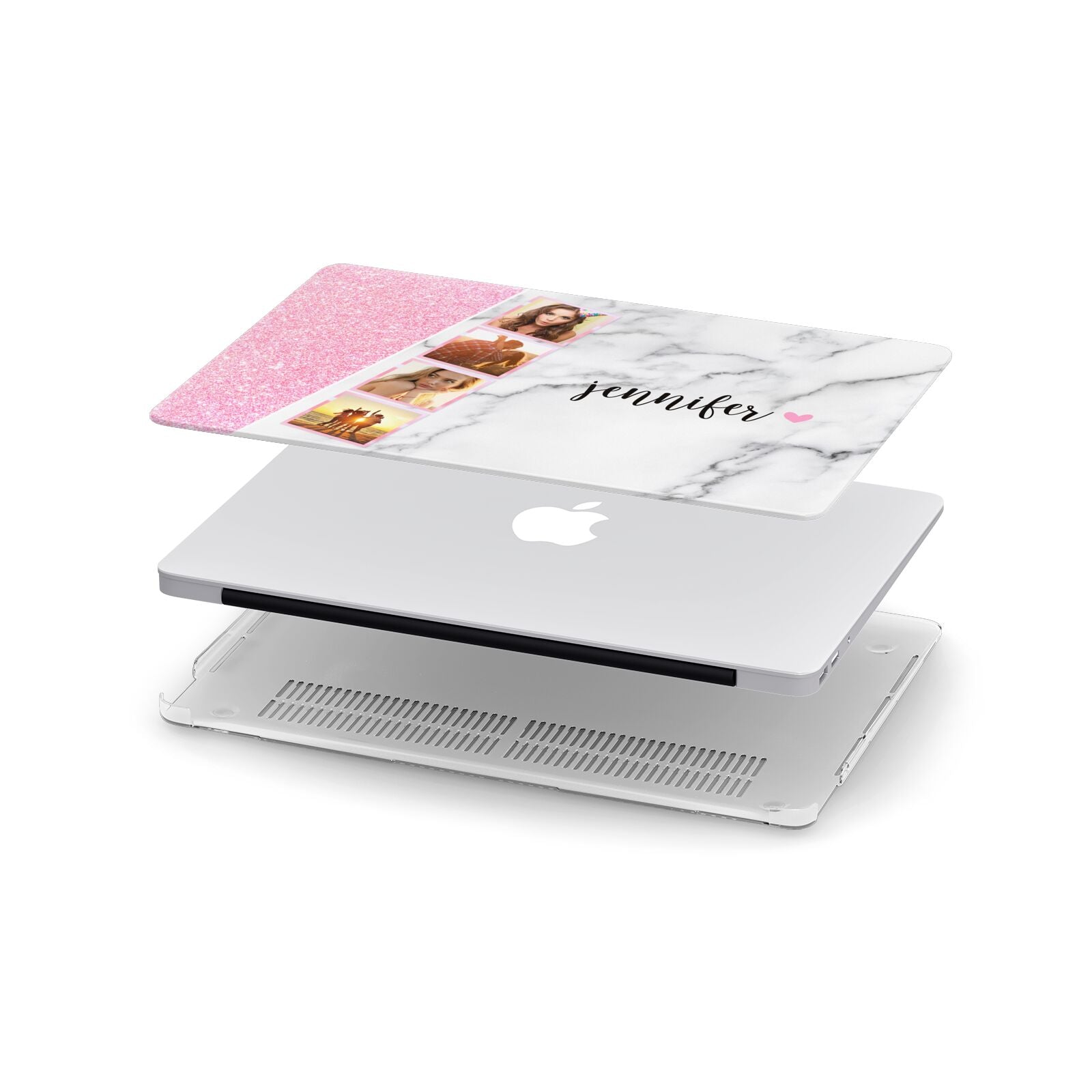 Personalised Pink Marble Photo Strip Apple MacBook Case in Detail