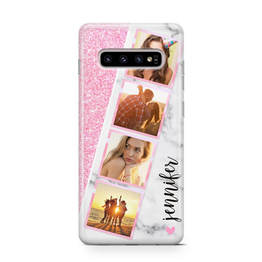 Personalised Pink Marble Photo Strip Protective Samsung Galaxy Case