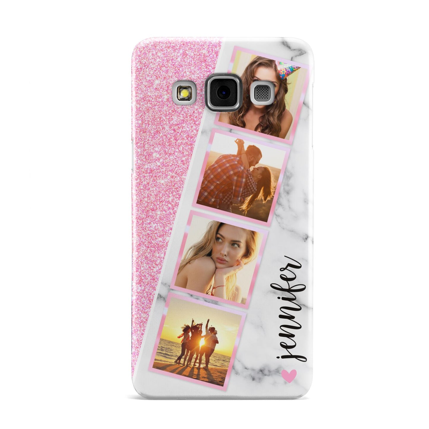 Personalised Pink Marble Photo Strip Samsung Galaxy A3 Case