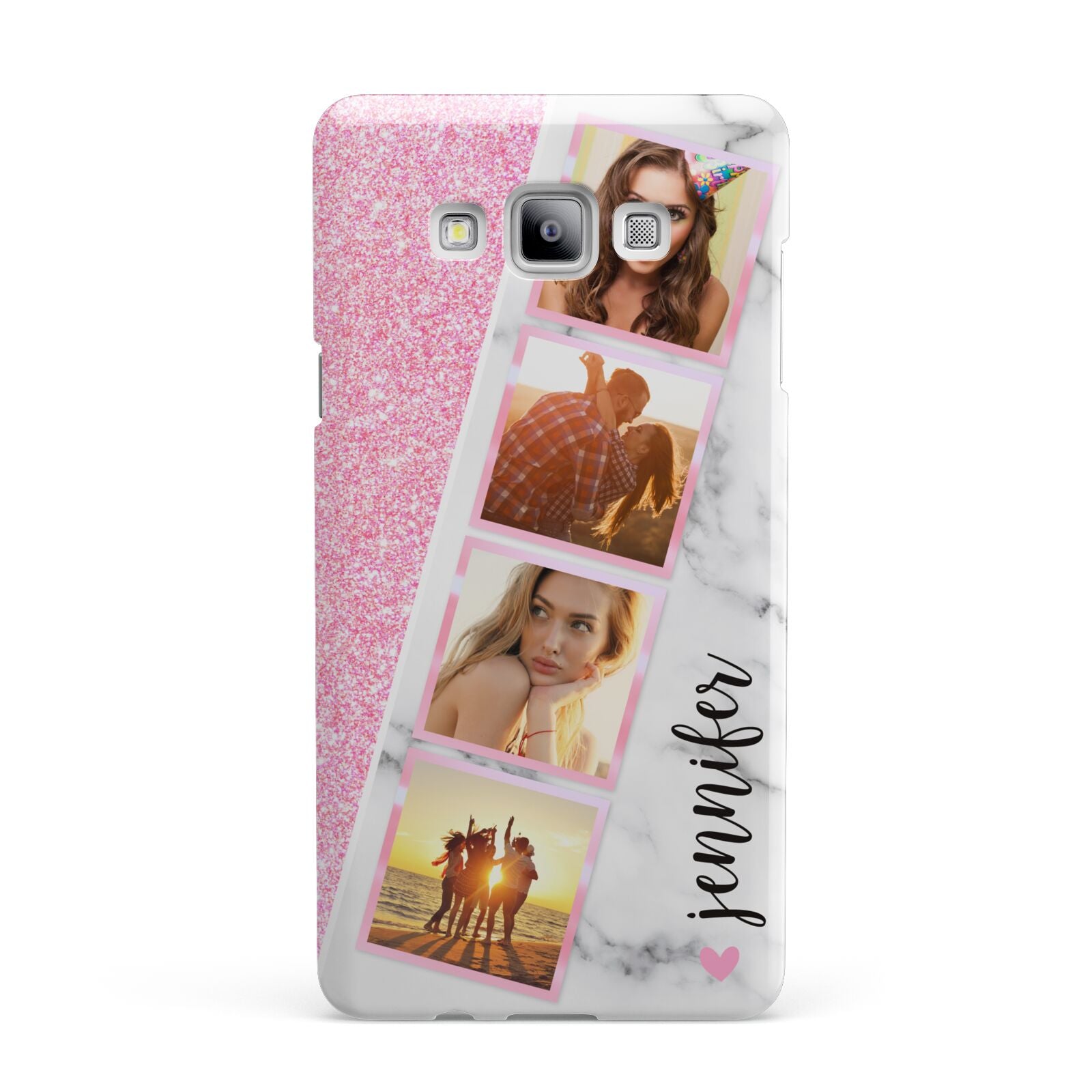 Personalised Pink Marble Photo Strip Samsung Galaxy A7 2015 Case