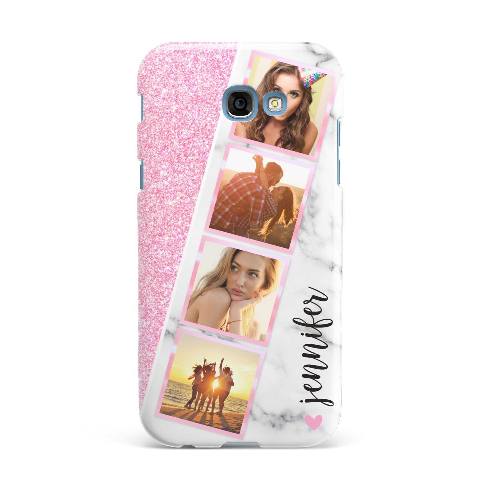 Personalised Pink Marble Photo Strip Samsung Galaxy A7 2017 Case