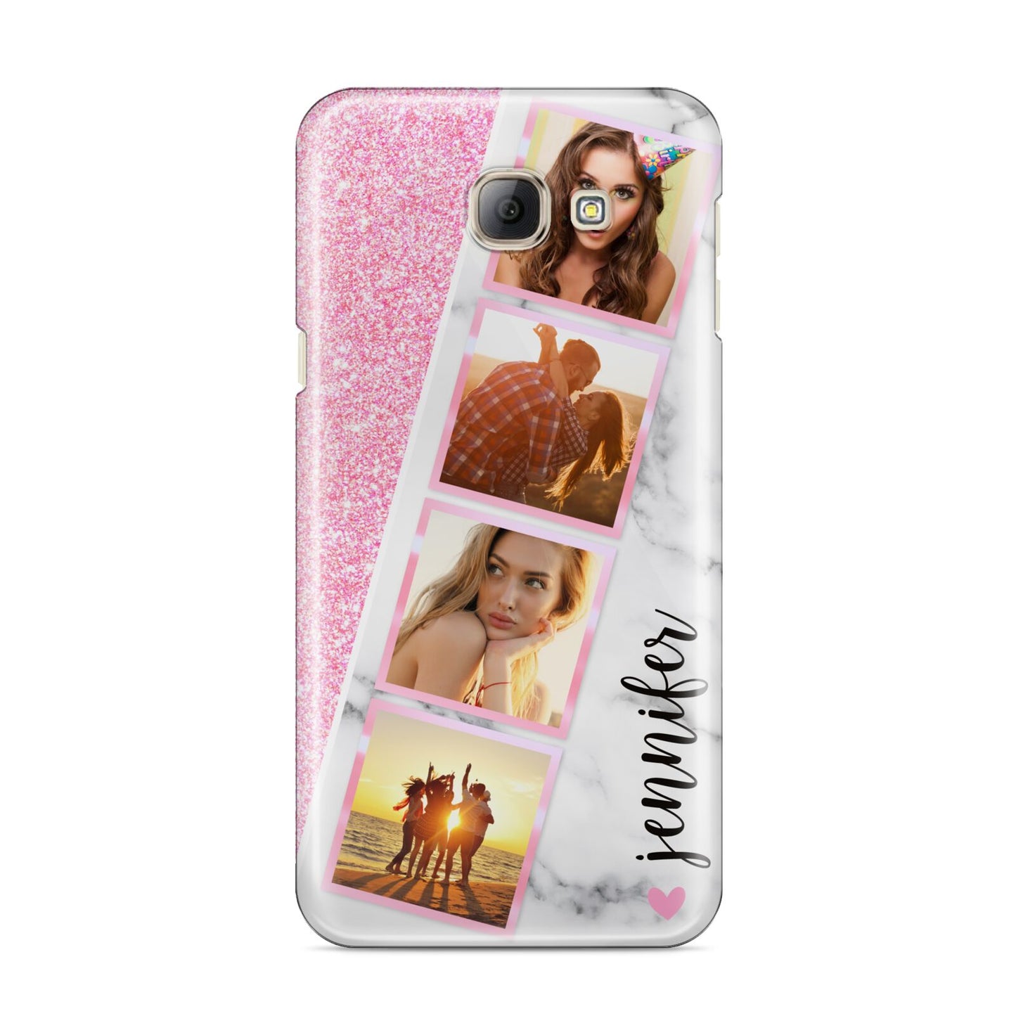 Personalised Pink Marble Photo Strip Samsung Galaxy A8 2016 Case