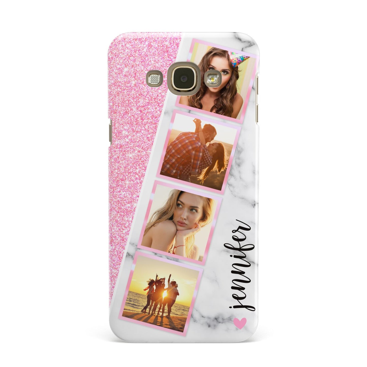 Personalised Pink Marble Photo Strip Samsung Galaxy A8 Case