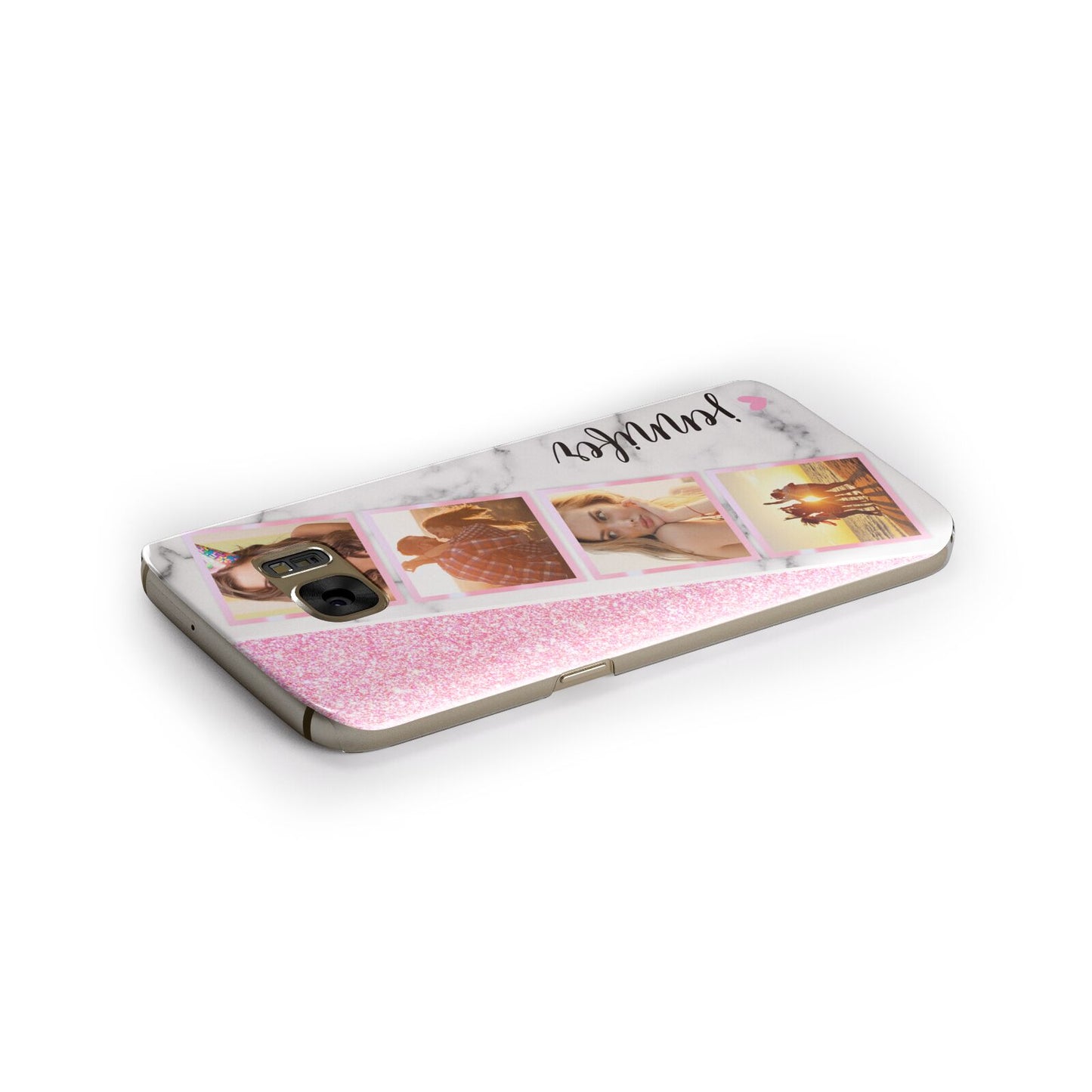 Personalised Pink Marble Photo Strip Samsung Galaxy Case Side Close Up