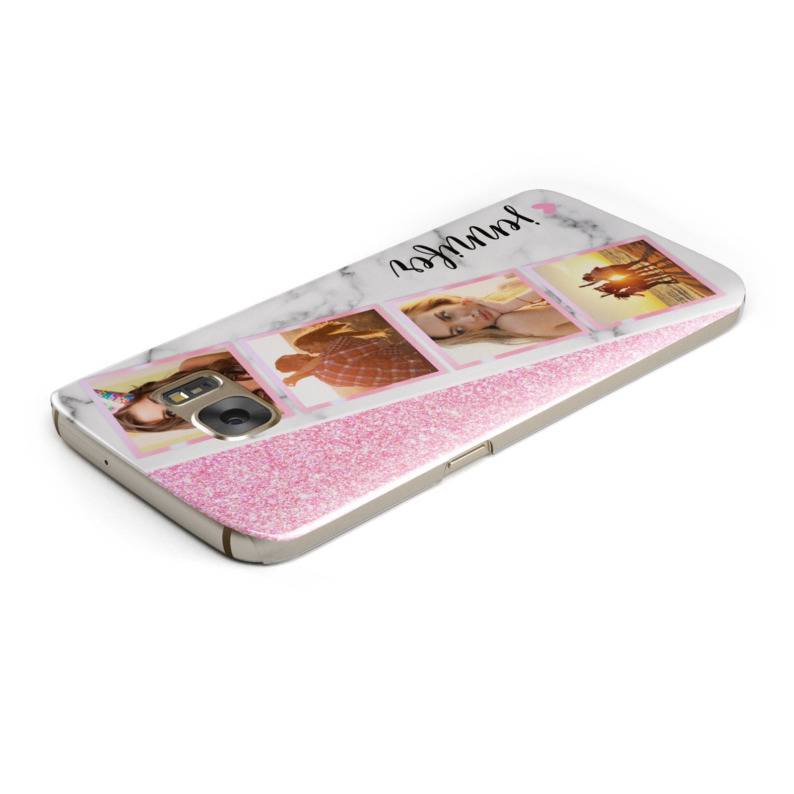 Personalised Pink Marble Photo Strip Samsung Galaxy Case Top Cutout