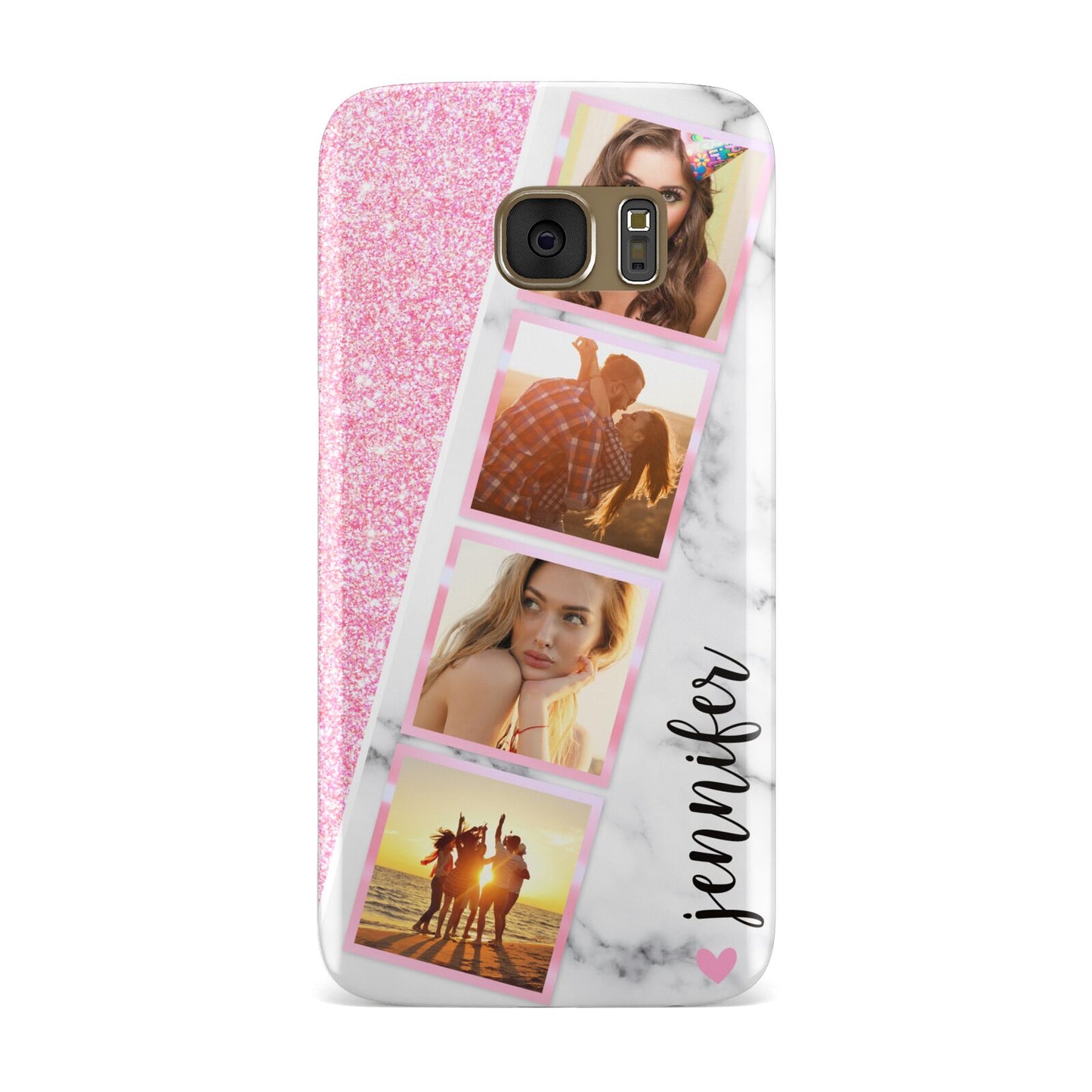 Personalised Pink Marble Photo Strip Samsung Galaxy Case