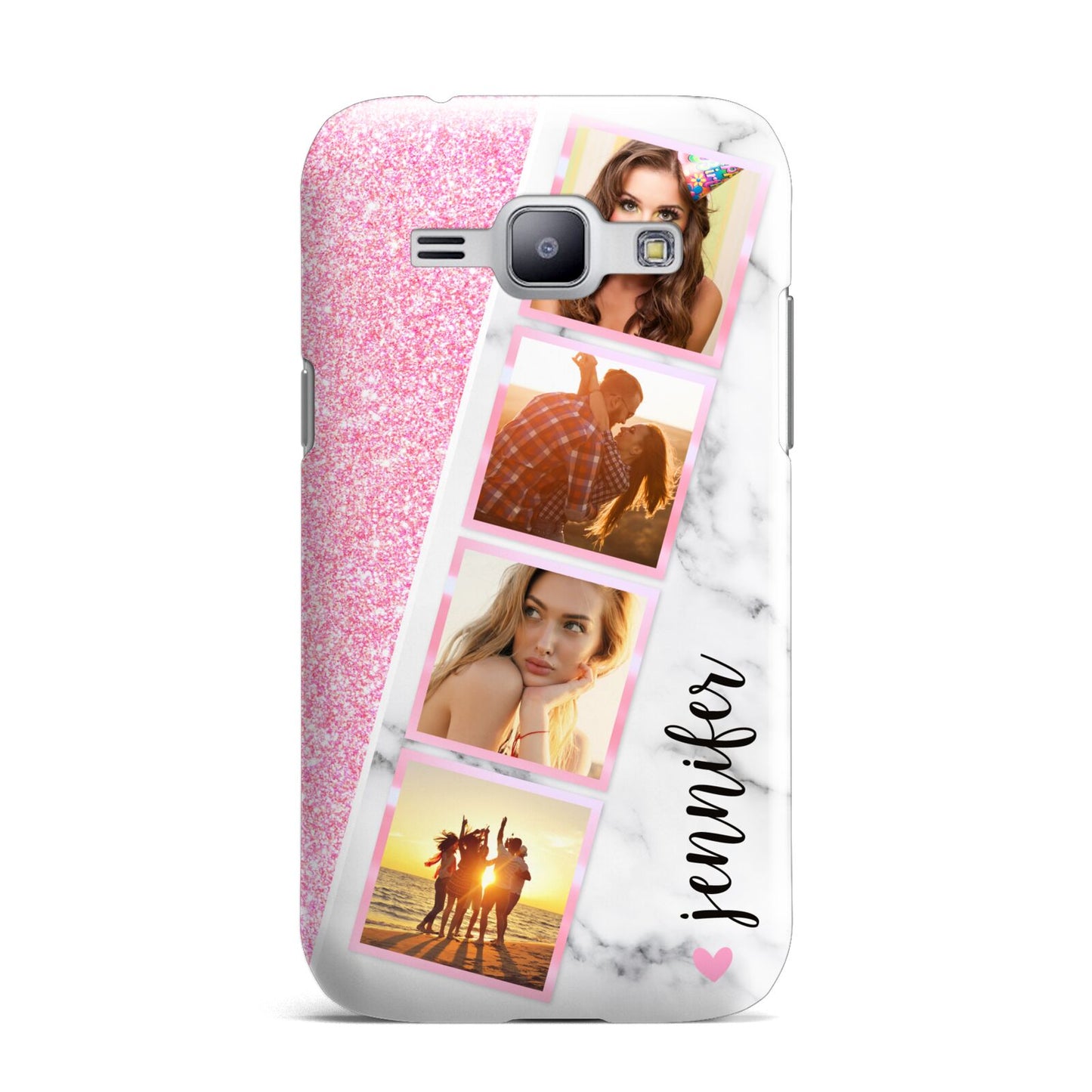 Personalised Pink Marble Photo Strip Samsung Galaxy J1 2015 Case